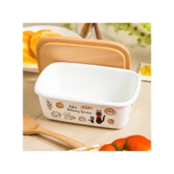 Maison Ghibli Cuisine Et Table|Beurrier émail avec couvercle bois Viennoiseries 500ml - Kiki la peti