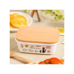 Maison Ghibli Cuisine Et Table|Beurrier émail avec couvercle bois Viennoiseries 500ml - Kiki la peti