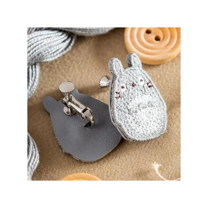 Maison Ghibli Bijoux|Bijou Boucle d’oreilles à Clips Broderie Totoro gris - Mon Voisin Tot