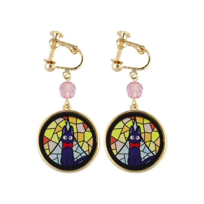 Maison Ghibli Bijoux|Bijou Boucles d’oreilles à clips Jiji Vitrail - Kiki la petite Sorciè