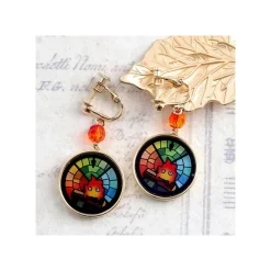Maison Ghibli Bijoux|Bijou Boucles d’oreilles à clips Calcifer Vitrail- Le Chateau Ambulan