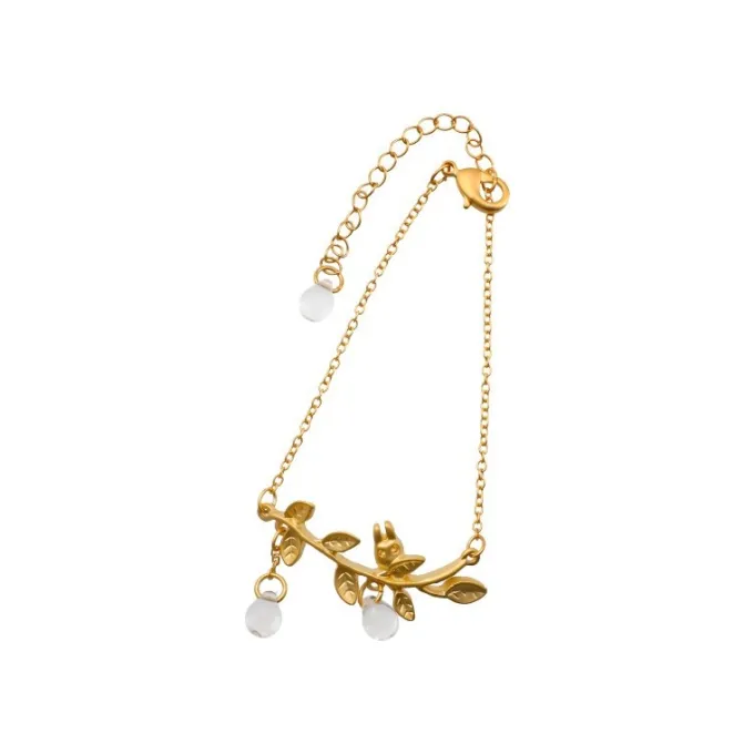Maison Ghibli Bijoux|Bijou Bracelet Totoro Blanc Caché Dans Une Feuille -Mon Voisin Totoro
