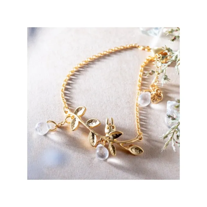 Maison Ghibli Bijoux|Bijou Bracelet Totoro Blanc Caché Dans Une Feuille -Mon Voisin Totoro