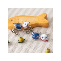 Maison Ghibli Bijoux|Boucles d’oreilles percées Yuki & Lune - Le Royaume des chats
