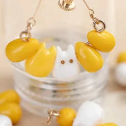 Maison Ghibli Bijoux|Boucles d’oreilles Totoro blanc & Maïs - Mon Voisin Totoro