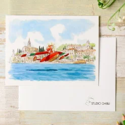 Maison Ghibli Cartes Postales Et Papier À Lettres|Carte de vœux aquarelle 24 x 15,8 cm Hydravion - Porco Rosso