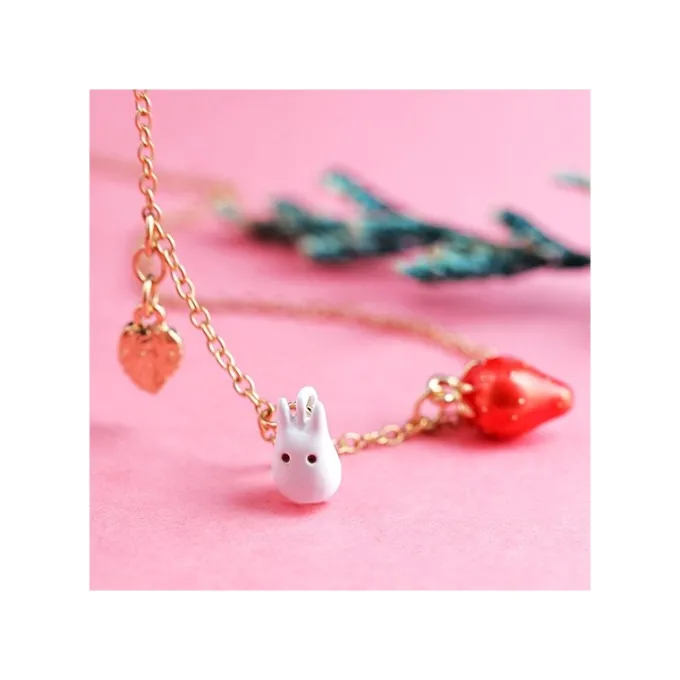 Maison Ghibli Bijoux|Collier Totoro Blanc Et Fraises - Mon Voisin Totoro