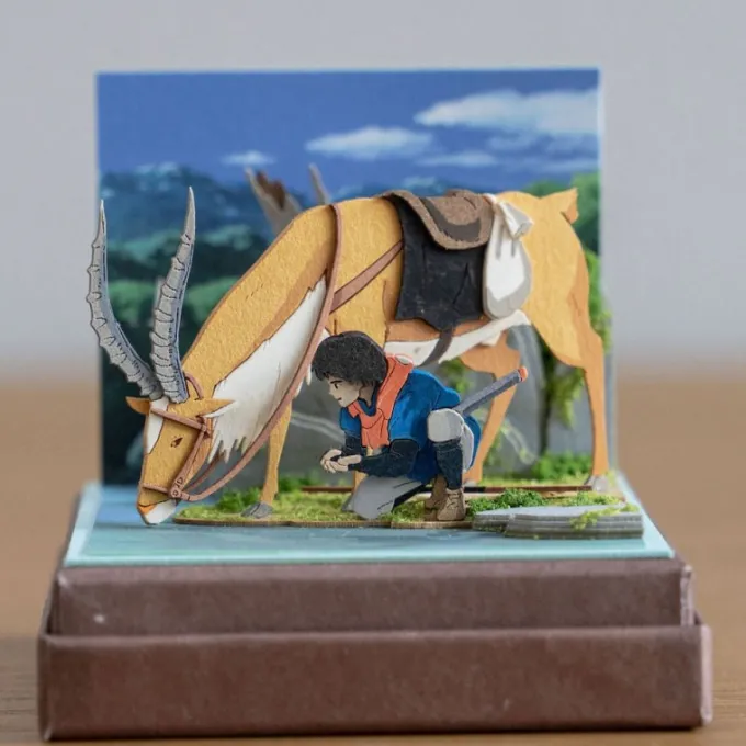 Maison Ghibli Loisirs Créatifs|Diorama papier Ashitaka et Yakuru -Princesse Mononoké