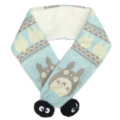 Maison Ghibli Textile|ECHARPE A POMPONS HIVER BLEU – MON VOISIN TOTORO