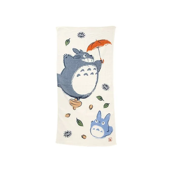 Maison Ghibli Linge De Maison|Grande Serviette Imabari Totoro Parapluie 60x120 cm - Mon Voisin Toto