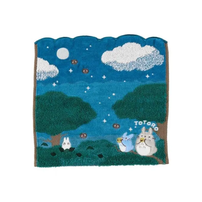 Maison Ghibli Linge De Maison|Mini Serviette Sous la lune 25x25 cm - Mon Voisin Totoro