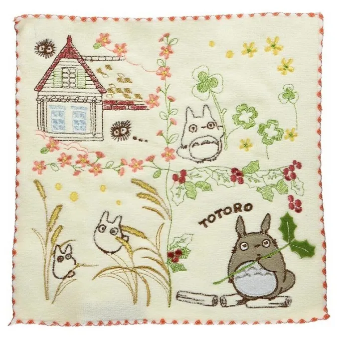 Maison Ghibli Linge De Maison|Mini Serviette Totoro dans le jardin 25x25 cm - Mon Voisin Totoro