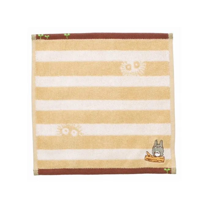 Maison Ghibli Linge De Maison|Mini Serviette Totoro Rayures Beige 25x25cm - Mon voisin Totoro