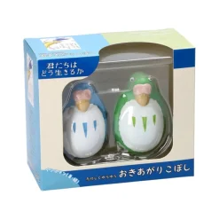 Maison Ghibli Jouets|Pack 2 Figurines Roly-poly Perruches Bleu & Vert - Le Garçon et le Héron