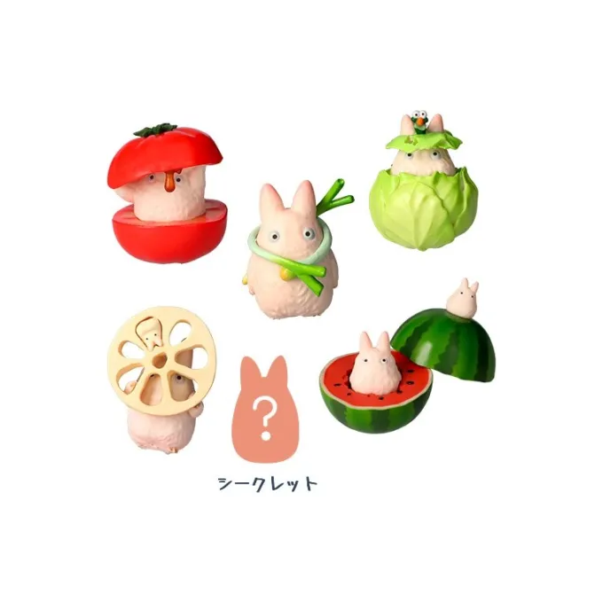 Maison Ghibli Figurines|Pose Coll Assort 6 figurines Totoro Blanc Légumes - Mon Voisin Totoro