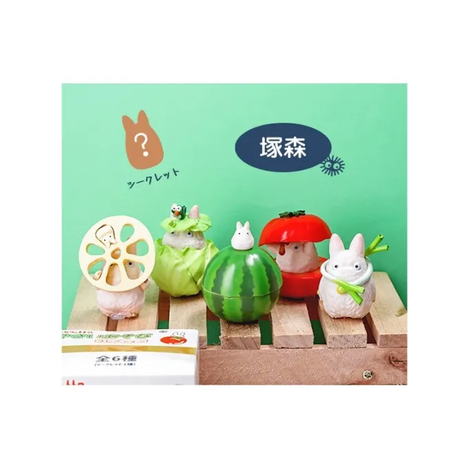 Maison Ghibli Figurines|Pose Coll Assort 6 figurines Totoro Blanc Légumes - Mon Voisin Totoro