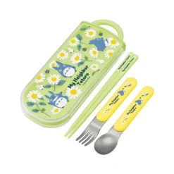 Maison Ghibli Cuisine Et Table|Set Baguettes Cuillère Fourchette Totoro Bleu Marguerites - Mon Voisi