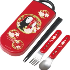 Maison Ghibli Cuisine Et Table|Set Baguettes Cuillère Fourchette No Face rouge foncé - Le Voyage de