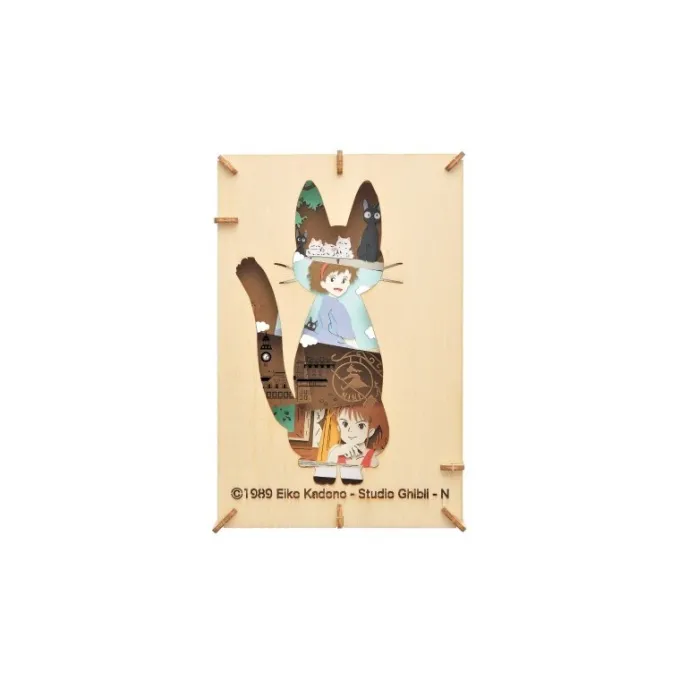 Maison Ghibli Loisirs Créatifs|Théâtre de papier Style bois Silhouette Jiji - Kiki la petite sorcièr