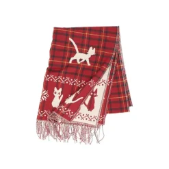 Maison Ghibli Textile|Étole avec accroche Jiji motifs à carreaux - Kiki la petite sorcière