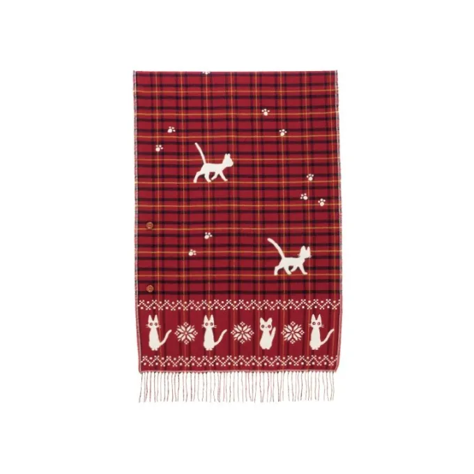 Maison Ghibli Textile|Étole avec accroche Jiji motifs à carreaux - Kiki la petite sorcière
