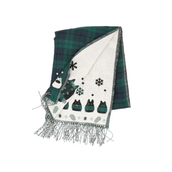 Maison Ghibli Textile|Étole avec accroche Totoro motifs à carreaux - Mon Voisin Totoro