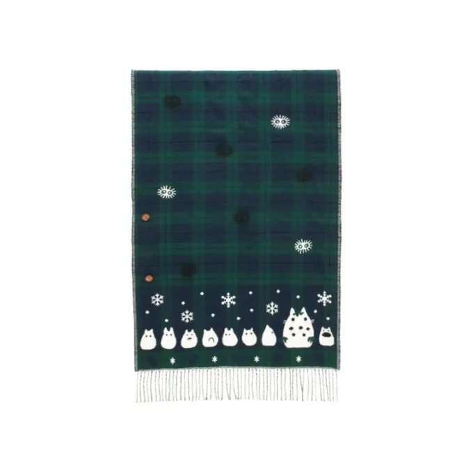Maison Ghibli Textile|Étole avec accroche Totoro motifs à carreaux - Mon Voisin Totoro