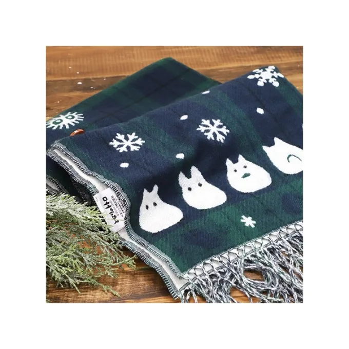 Maison Ghibli Textile|Étole avec accroche Totoro motifs à carreaux - Mon Voisin Totoro
