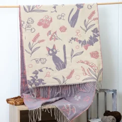 Maison Ghibli Textile|Étole rose Jiji - Kiki la petite sorcière