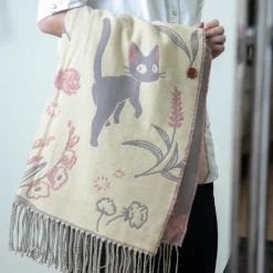 Maison Ghibli Textile|Étole rose Jiji - Kiki la petite sorcière