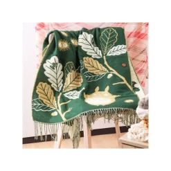 Maison Ghibli Textile|Étole vert foncé Feuilles de chêne - Mon Voisin Totoro