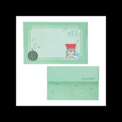 Maison Ghibli Accessoires|Éventail Bambou & Enveloppe Totoro avec Pastèque - Mon Voisin Totoro